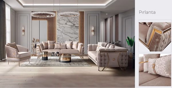 Diamond Cream Sofa Set
