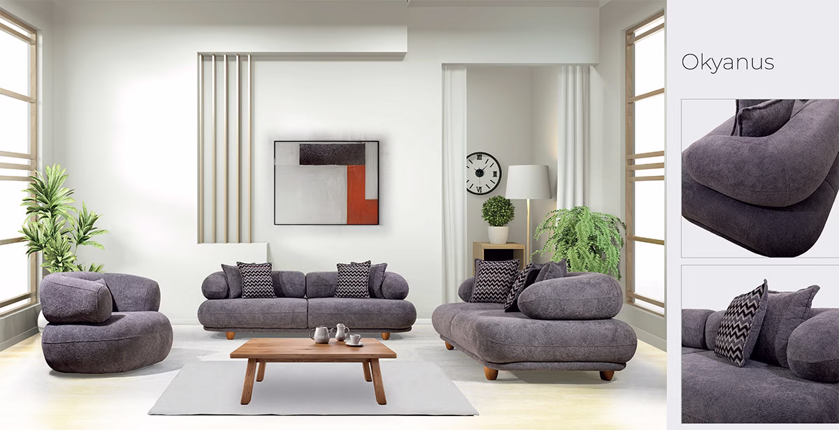 Ocean Anthracite Sofa Set